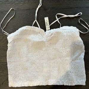 Madewell White Smocked Camisole Top